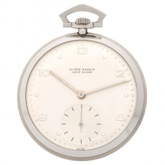Swiss stainless steel open faced pocket watch Circa 1950