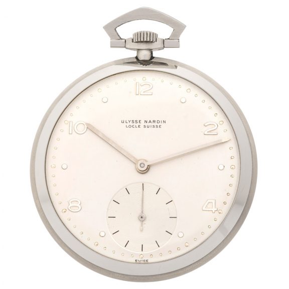 Swiss stainless steel open faced pocket watch Circa 1950