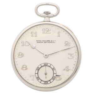 Swiss monochrome white platinum dress pocket watch Circa 1932