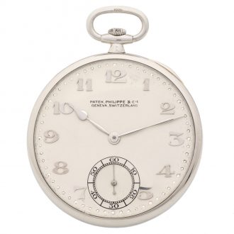 Swiss monochrome white platinum dress pocket watch Circa 1932