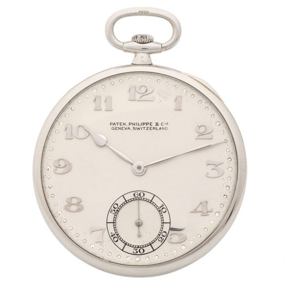 Swiss monochrome white platinum dress pocket watch Circa 1932