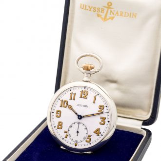 Fine Swiss silver open faced lever pocket watch Circa 1939
