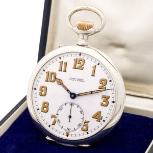 Fine Swiss silver open faced lever pocket watch Circa 1939