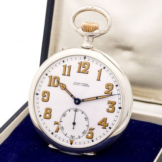 Fine Swiss silver open faced lever pocket watch Circa 1939