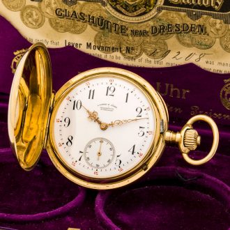 German 18K pink gold hunting cased watch Circa 1880