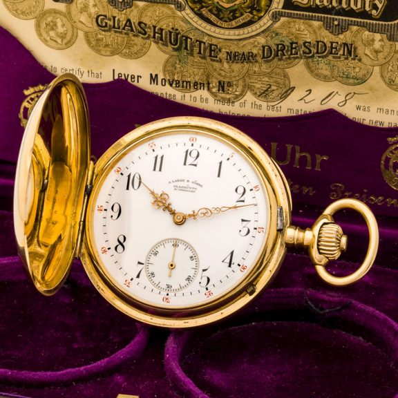 German 18K pink gold hunting cased watch Circa 1880