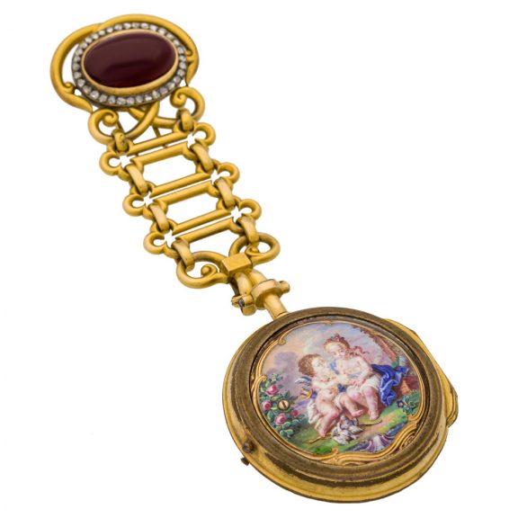 Swiss gold and garnet set verge pendant watch Circa 1790