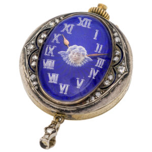 Swiss silver, gilt and diamond lady's pendant watch Circa 1900