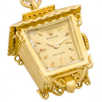 Unusual Swiss gold small latern pendant watch Circa 1950