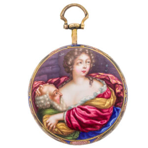 Important English 21K gold and enamel pocket watch Circa 1680