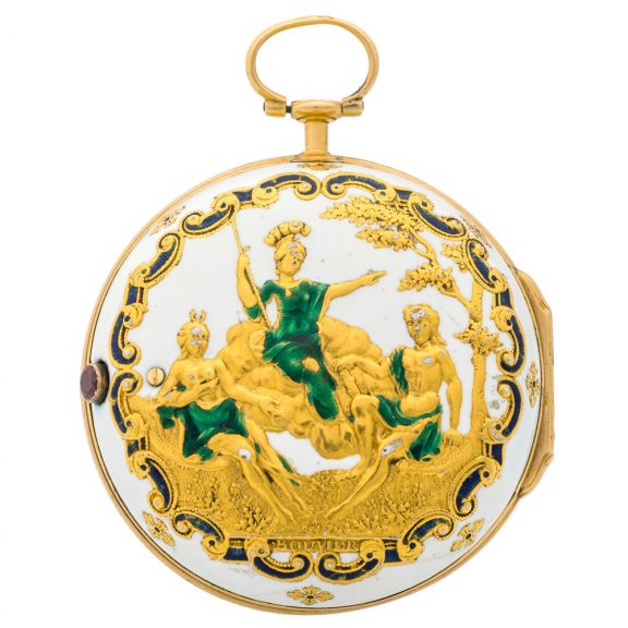 Rare French 18 carat gold and enamel pocket watch Circa 1740