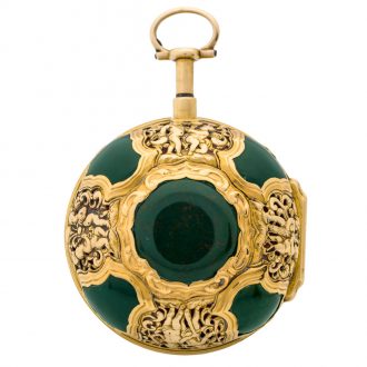 English 22K gold, bloodstone pair cased repoussé Circa 1750