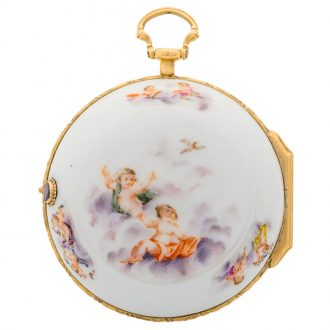 Lovely French gold and porcelain pocket watch Circa 1750