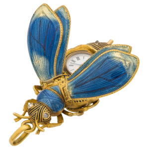 Swiss 18 carat gold form watch designed as scarab Circa 1870