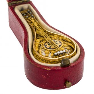 Swiss filigree gold mandolin shaped form watch Circa 1810
