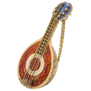Swiss gold and enamel mandolin shaped form watch Circa 1820