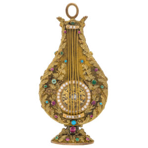 Unique Swiss gold verge watch in the form of a lyre Circa 1820