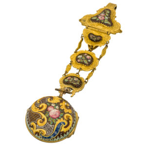 Fine English gilt and champleve enamel pair cased watch Circa 1730