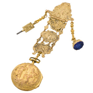 Swiss gold repousse pair cased verge pocket watch Circa 1790