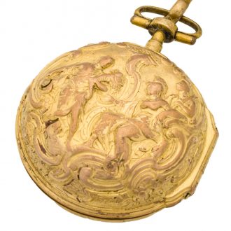 Swiss gold repousse pair cased verge pocket watch Circa 1790