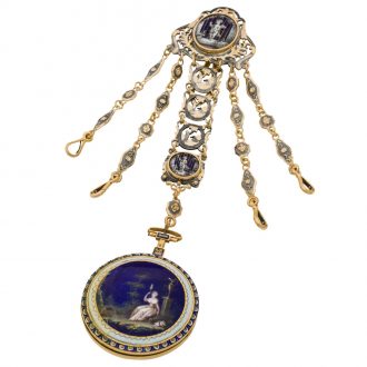 Swiss gold and enamel chatelaine pocket watch Circa 1790