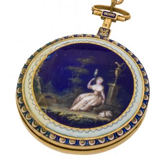 Swiss gold and enamel chatelaine pocket watch Circa 1790
