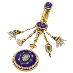 English gold, enamel, diamond and pearl set pocket watch Circa 1790