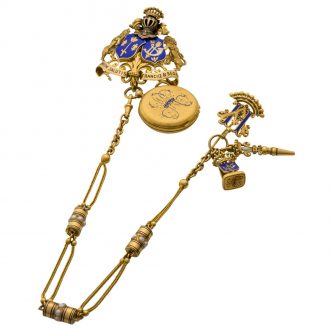Important French gold and enamel brooch pocket watch Circa 1860