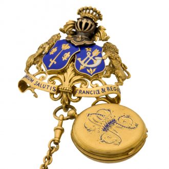 Important French gold and enamel brooch pocket watch Circa 1860
