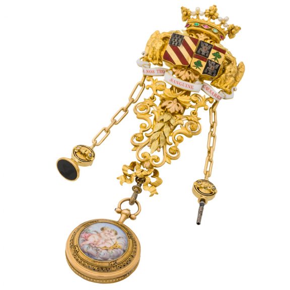Swiss gold pocket watch with matching châtelaine Circa 1790