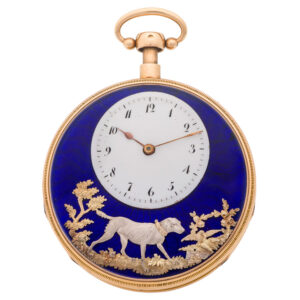 Swiss gold quarter repeating automaton watch Circa 1820