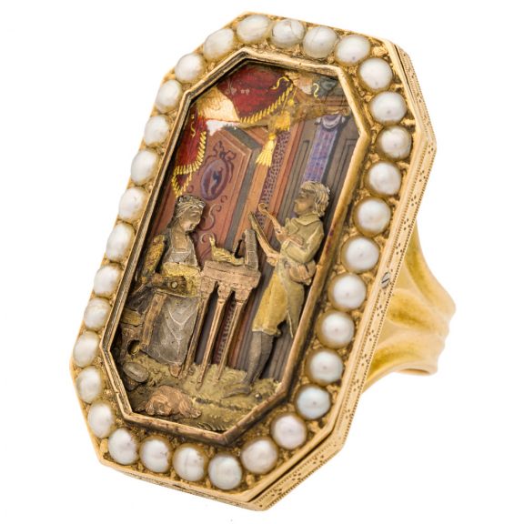 Important Swiss gold musical automaton ringwatch Circa 1800