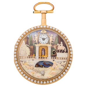 Swiss gold quarter repeating automaton watch Circa 1790