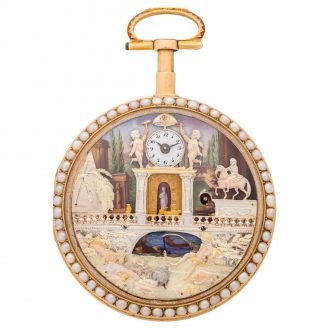 Swiss gold quarter repeating automaton watch Circa 1790
