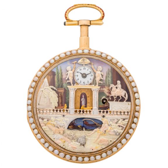 Swiss gold quarter repeating automaton watch Circa 1790