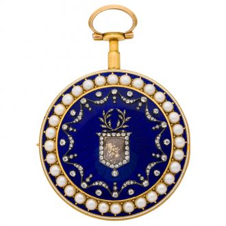 English gold, enamel, pearl and diamond set pocket watch Circa 1800
