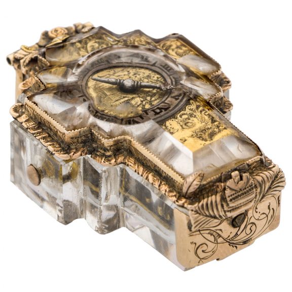 German gilt brass mounted rock crystal watch Circa 1620