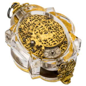 Swiss gilt brass, rock crystal single handed pendant watch Circa 1880
