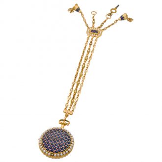 Swiss 18 carat gold, enamel, pearl pocket watch Circa 1780