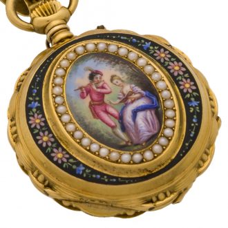 Swiss gold pendant watch with detachable brooch Circa 1890