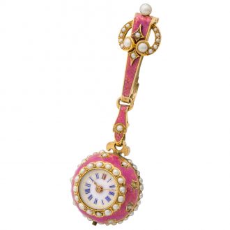 Swiss gold and enamel Boule de Genève pendant watch Circa 1900