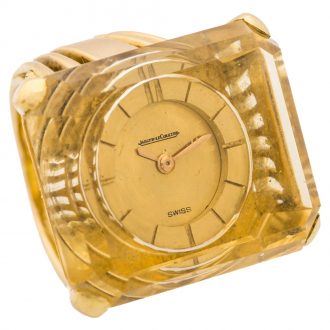 Swiss 18K yellow gold and citrine glass lady's ring watch Circa 1950