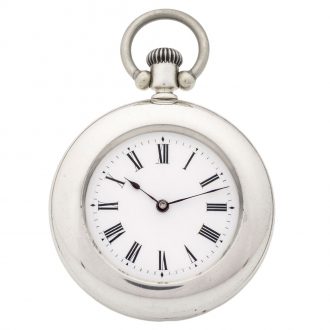 Swiss sterling silver open faced keyless pocket watch Circa 1876