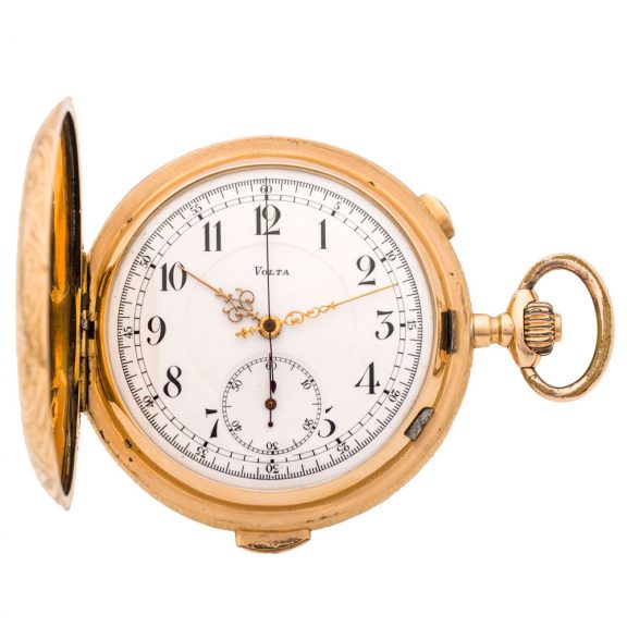 Swiss gold minute repeating hunter with chronograph Circa 1900