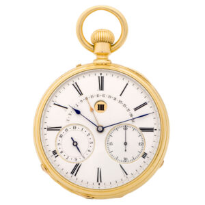 Rare Swiss 18 carat gold retrograde pocket watch Circa 1870
