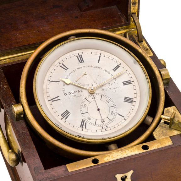 French brass marine chronometer with power reserve Circa 1860