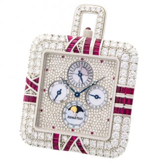 Swiss 18 carat white gold, diamond and ruby set watch Circa 1994