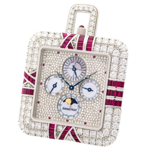 Swiss 18 carat white gold, diamond and ruby set watch Circa 1994