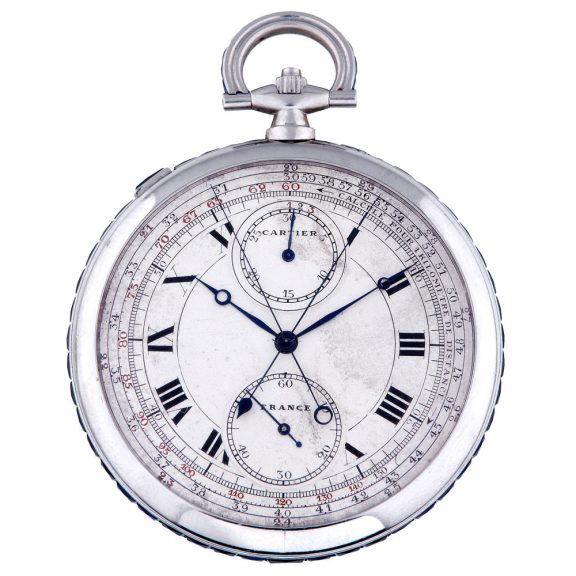 French platinum and sapphire split second chronograph Circa 1925