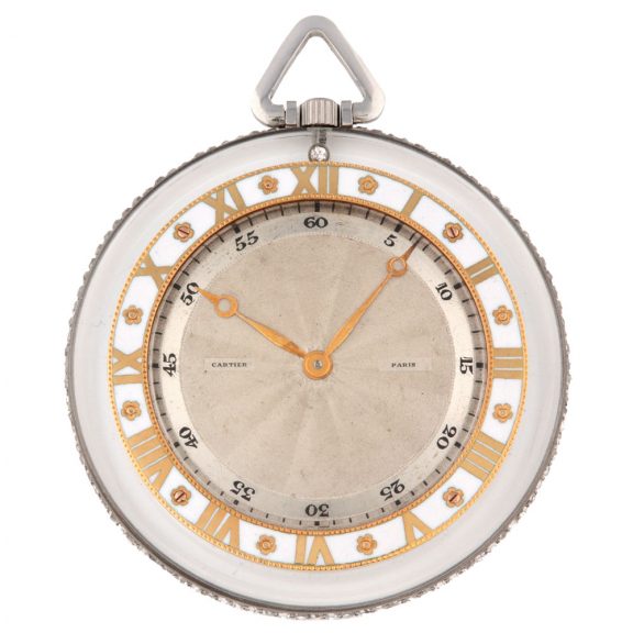 French rock crystal open faced keyless dress watch Circa 1925